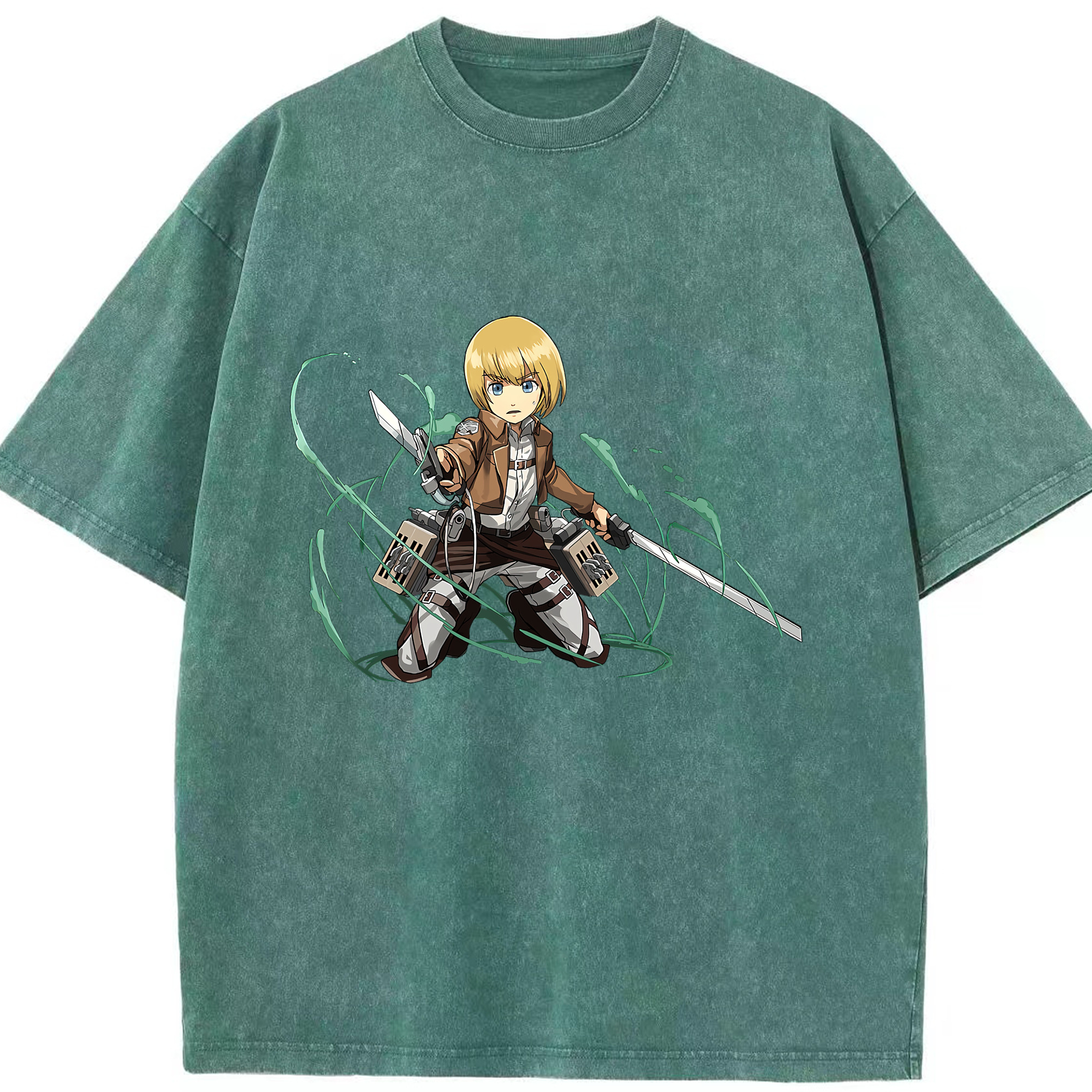 （画像用） 進撃の巨人 アルミン·アルレルト Attack on Titan Armin Arlert 綿100% ヴィンテージ風 半袖Tシャツ（フロントプリント）